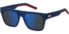 Tommy Hilfiger Men’s Matte Blue Flat Top Square Sunglasses – TH1976S 0FLL ZS