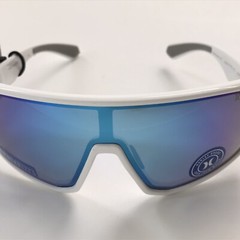 Hurley Men Polarized Shield Sunglasses White Frame Blue Mirror Lens 136 mm Juice