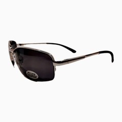 Semi Rimless Sunglasses W/Silver Spring Temple Frame &Black Polycarbonate Lenses