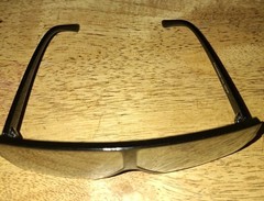 Oversized Sunglasses, Large Flat Top. Black Frame. Silver Mirrored. 6in x 2.75in
