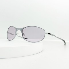 Oakley Tightrope OO4040 polarized sunglasses, silver frame / light purple lenses