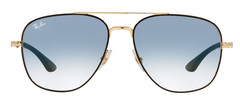 Ray-Ban Square Polished Black On Gold Blue Lens RB3683 90003F 56