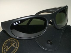 RAY BAN RB4033 STUNNING MATTE BLACK POLARIZED PREDATOR WRAP SUNGLASSES w/CASE