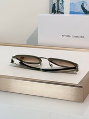 MYKITA RIMOWA MR002 Olive Green Square Titanium Sunglasses Brown Gradient
