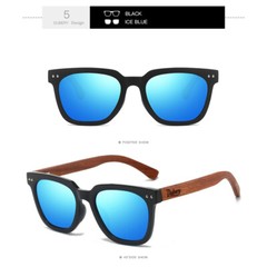 DUBERY Men Women Wood Polarized Square Sunglasses Wooden Temple Outdoor Glasses