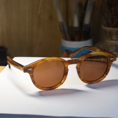 Vintage Johnny Depp brown polarized sunglasses mens solid blonde glasses UV400