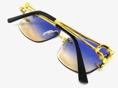 CLASSY Elegant Sophisticated Modern Retro Hip Hop SUN GLASSES Gold Rimless Frame