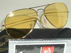 RAY BAN RB3025-M 001/4A 2F AMBERMATIC CRYSTAL WRAPAROUNDS AVIATOR SUNGLASSES NEW