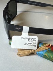 Maui Jim Red Sands MJ432-2M Matte Black Sunglasses 59-17-140 Neutral Grey Lens