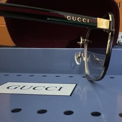 Gucci Men’s Aviator Sunglasses GG1419S Rimless Gold Metal Gray Gradient 145