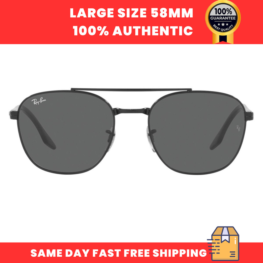 Ray-Ban Unisex Sunglasses RB3688 002/B1 Black Square Gray Non-Polarized 58mm