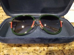 Gucci GG0062S 003 57mm Aviator Sunglasses in Red/Green and Grey Lens w/case *NEW