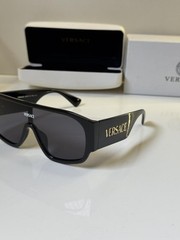 Versace Shield Sunglasses Black Oversized Square UV400 Men Women Luxury