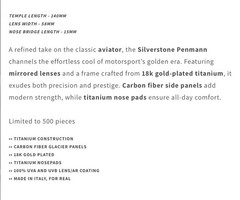 DIROCCO Silverstone Penmann 18K Gold & Titanium Aviator Sunglasses