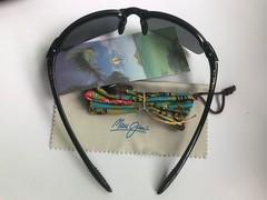 MAUI JIM HO’OKIPA POLARIZED 407-02 Rimless SUNGLASSES Gloss Black/ Neutral Grey