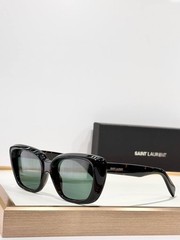 Sunglasses Saint Laurent Oversized Square Black Frame Green Lenses Unisex