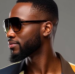 Men Guy Dude Square Sunglasses Shades 100% UV Protection Fashion Flat Black Lens