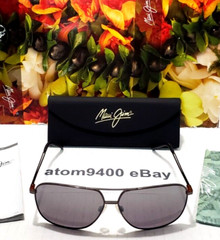 NEW MAUI JIM ~ KAMI ~ AVIATOR SUNGLASSES GUNMETAL FRAME SILVER POLARIZED LENS