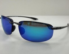 NIB Maui Jim HO’OKIPA Smoke Grey-Blue Hawaii Polarized Rimless Sunglasses 407-11
