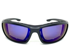 MOTORCYCLE Riding Padded Safety Protective SUN GLASSES Eyewear GOGGLES Blue Lens