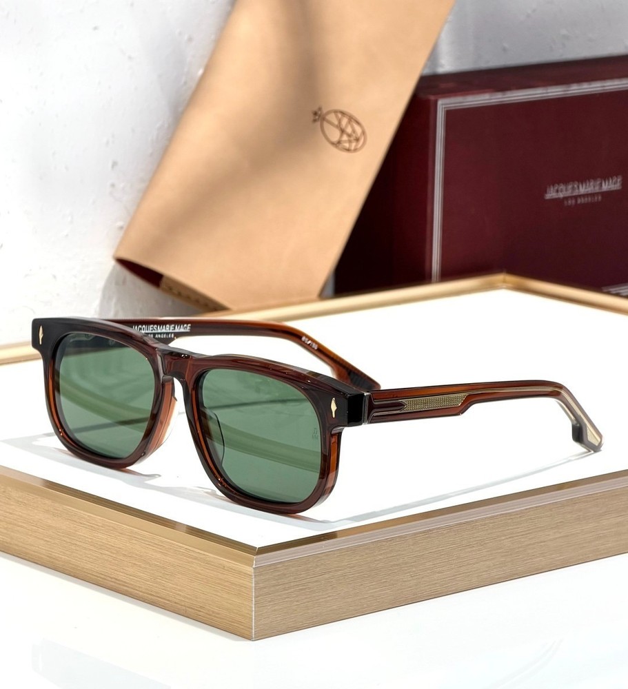 JACQUES MARIE MAGE Dewitt 10mm Acetate Sunglasses Translucent Brown Green Lens 5