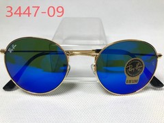Ray-Ban RB3447 Round Gold Frame Light blue Lens Sunglasses 140MM