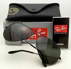 Polarized RAY-BAN Sunglasses RB 3025 Large Metal 002/58 62-14 Black Frames+Green