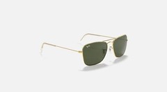 Ray-Ban Caravan Gold Metal Green Classic G-15 58 mm Sunglasses RB3136 001 58-15