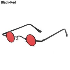 Vintage Retro Steampunk Mini Round GOTHIC SUNGLASSES Adult Metal Frame-BLACK/RED