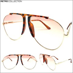 CLASSIC VINTAGE RETRO Style SUNGLASSES Lightweight Gold Metal Frame Pink Lens