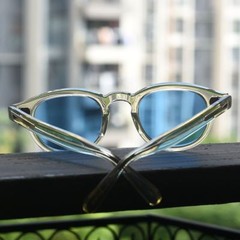 Johnny depp men’s blue sunglasses women’s flesh acetate glasses blue lens UV400