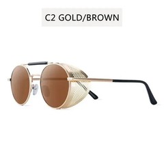 Retro Round Metal Sunglasses Steampunk Men Women Trend Brand Designer Vintage