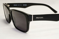 Prada Sunglasses Black Rectangle Glossy Fashion PR16MV VPR 16M 1AB-1O1 55mm