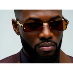 Rimless Sunglasses Rectangle Wood Grain Frame Brown Lens Men Hip Hop Lentes 2026