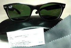 RAY-BAN NEW WAYFARER RB2132 SUNGLASSES – BLACK ON TRANSPARENT/ GREEN 52/18 140