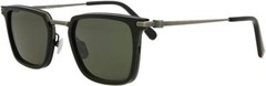 Brioni Square/Rectangle Sunglasses Shiny Solid Black Smooth Antique Silver Luxur