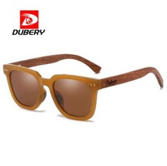 DUBERY Men Women Wood Polarized Square Sunglasses Wooden Temple Classic Glasses