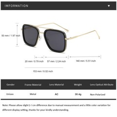 Fashion Sunglasses Men Women Square Classic Metal Frame Retro Glasses Eyewear