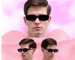 Bad Bunny Rectangle Black Sunglasses Men Women Celebrity Fashion UV400 Trendy