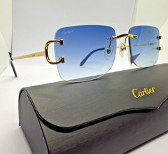 Cartier Big C Without Diamond Cut Blue Frameless Lens with Gold Frame
