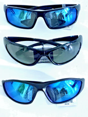 Sea Striker Polarized Sunglasses w Black Frames, Mirrored Lenses UV Protection