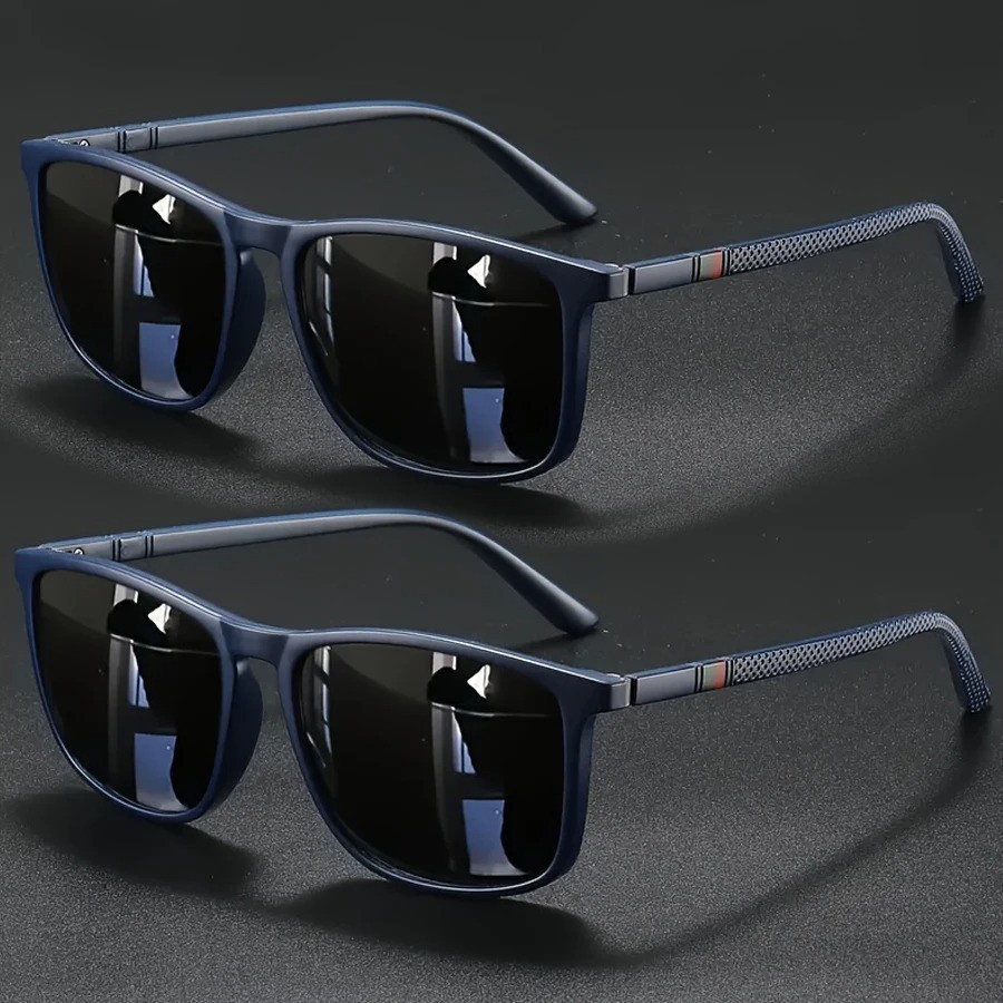 2PCS Vintage Polarized Square Sunglasses UV400 Men Women Driving Fishing