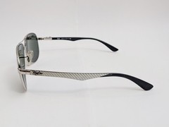 Ray-Ban RB8313 Aviator Sunglasses Silver Carbon Fiber Green Lens 003/40 61-13