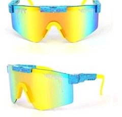 Sports Sunglasses UV400 Cycling Baseball Golf Running Skiing, Blue And Yellow