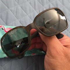 Ray-Ban RB4068 Polarized Square Sunglasses Brown Plastic Frame Green Lenses
