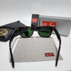 Ray-Ban RB2140 Wayfarer Classic Sunglasses Tortoise Frame Green Glass Lens 50mm