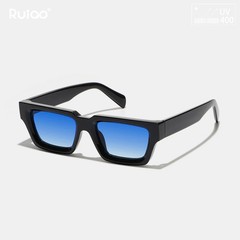 Ruiao 2026 fashion black small rectangular thick frame sunglasses for men