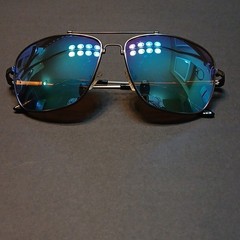 Men’s Rimless Aviator Sunglasses Silver Metal Frame Blue Mirrored +3.50