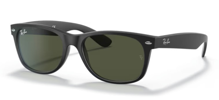 RAY-BAN Sunglasses New Wayfarer RB2132 622 52 Rubber Black G-15 Green