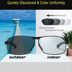 Mens Polarized Photochromic Sunglasses Driving Outdoor Eyewear UV400 Glasses